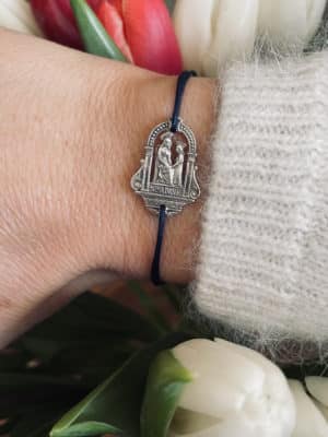 Bracelet médaille ancienne Ste Anne en argent