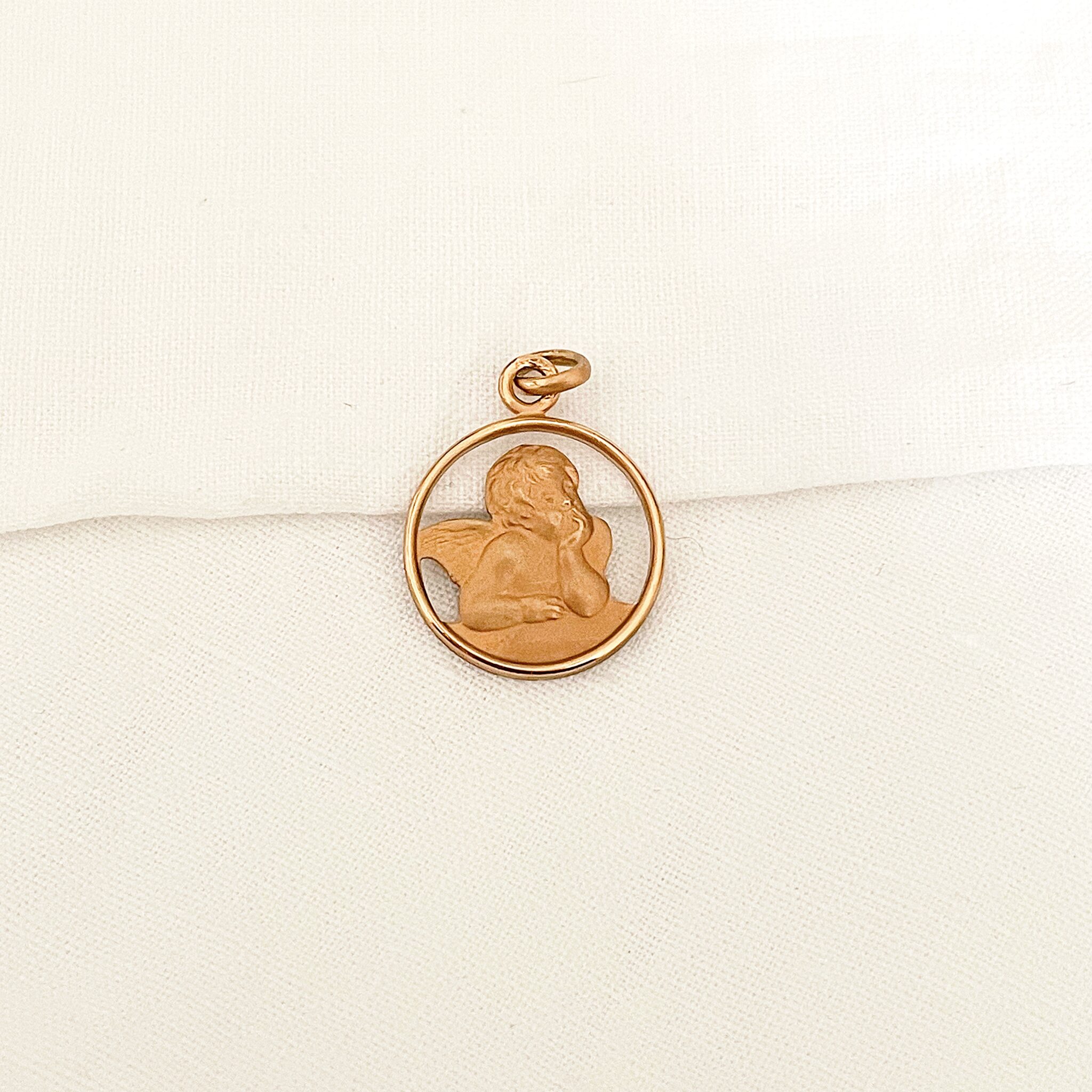 médaille ancienne de l'ange raphaël en or laminé fix