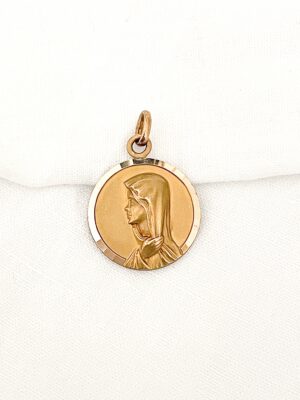 médaille ancienne de la vierge marie en or laminé fix