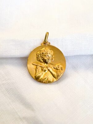 Médaille ancienne en or de Saint Jean Baptiste