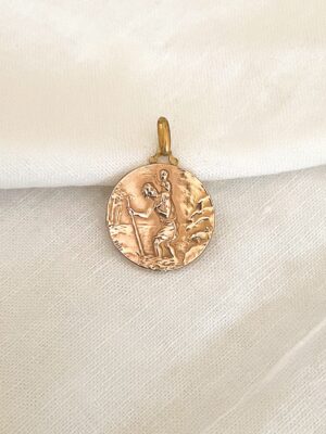 médaille ancienne de st christophe en or rose