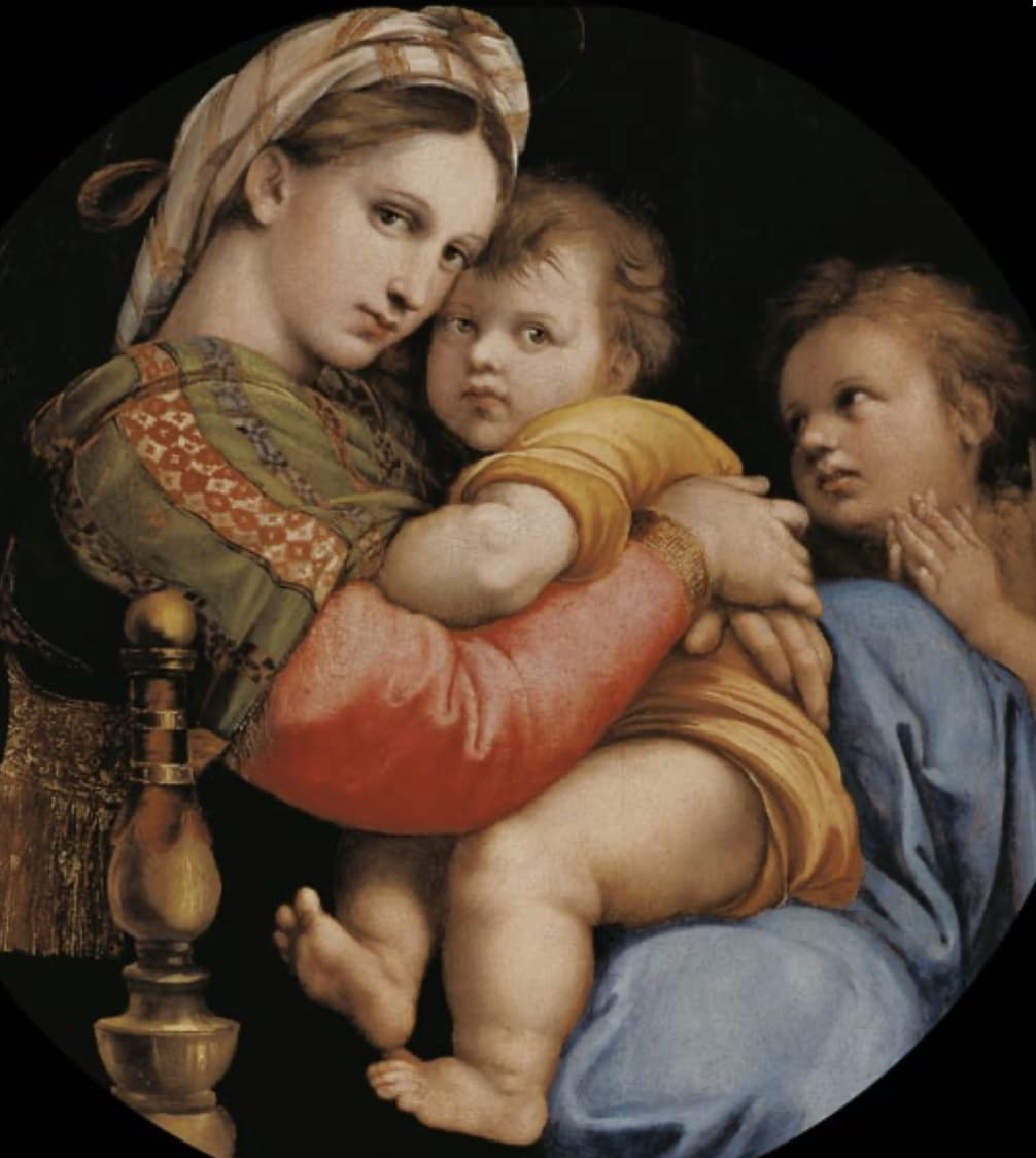 médaille ancienne de la vierge à la chaise en argent