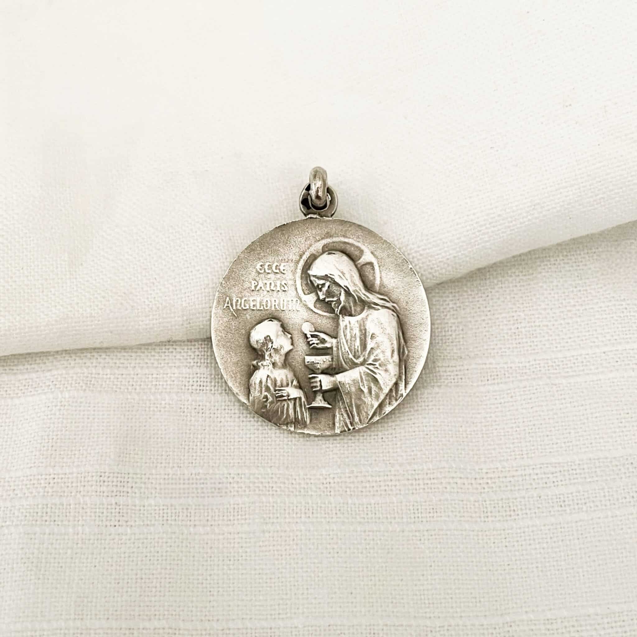 Médaille première communion en argent