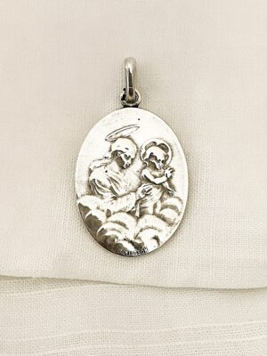 médaille ancienne de la vierge à la chaise en argent