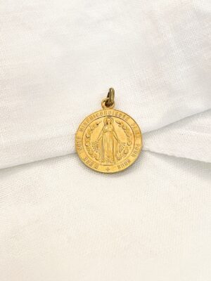 Médaille Mère Miséricordieuse et Coeur Sacré de Jésus en or