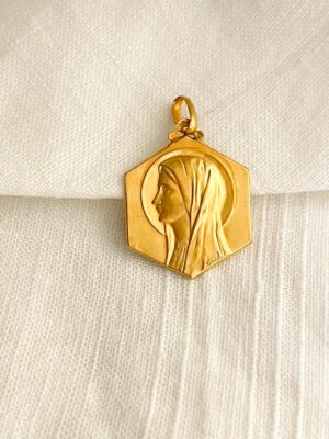 Médaille ancienne en or de la Vierge Marie
